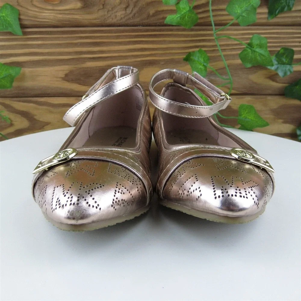 Michael Kors Sz 1 Shoes Girls‎ Youth Mary Jane Rose Gold Synthetic Buckle